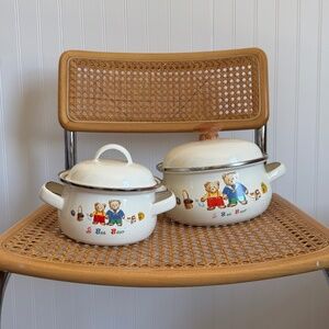 Teddy Bear Enamel Pots with Lids